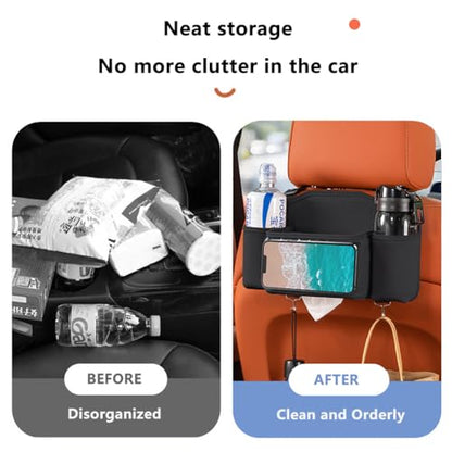 Tumecos Car Seat Back Storage Bag, Car Backseat Organizer with Tissue Box, Large Capacity Car Storage Box, Multi-function Car Rear Seat Storage Pocket, Universal for Most Vehicles (Style B, Black) - style: Style B