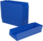 Akro-Mils 30138 Plastic Shelf Bins, Heavy Duty Storage Bins for Garage, Closet, and Drawer Organization, 18" x 6-1/2" x 4", Blue, 12-Pack - color: Blue