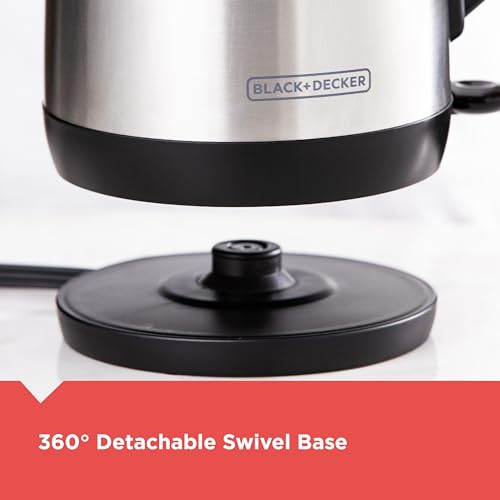 BLACK+DECKER 1.7L Cordless Electric Kettle,KE1700SD,Rapid Boil,Auto Shutoff,Stainless Steel,(Pack of 2) - size: 1.8 Quarts (Pack of 2)