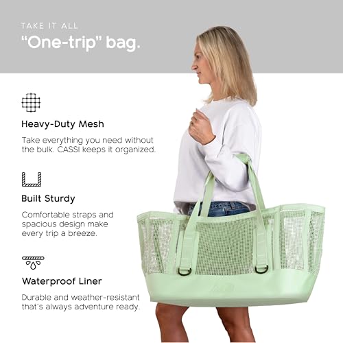 MISSION Boat Gear CASSI Heavy-Duty Outdoor Tote and Waterproof Marine-Grade Mesh Boat Bags - color: Sage, size: 70 Liter