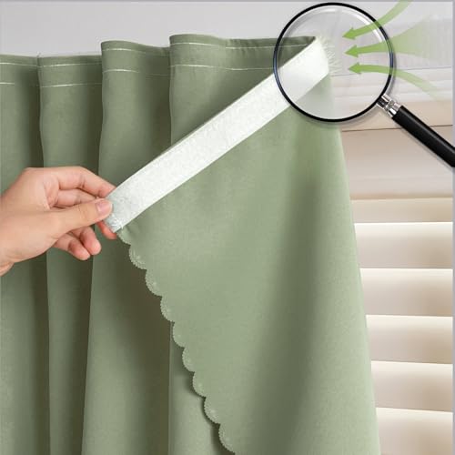 Self Adhesive Curtains - No Drilling, No Rod, Easy to Install Blackout Curtains for Window Blinds,Bedroom(Sage Green 35 * 59in-1P) - color: Sage Green, size: 35"W x 59"L (Pack of 1)