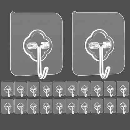 20 Pack Heavy Duty Self Adhesive Hooks -Transparent, Waterproof, Sticky Wall Hooks for Keys, Bathroom, Outdoor, Kitchen, Door, Home Improvement, Utility - color: 20 Pack-Transparent