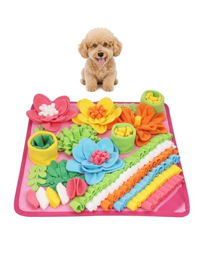 KeeKit Snuffle Mat for Dogs & Cats - Slow Feeding Mat for Small & Medium Breeds, Encourages Natural Foraging Skills, Durable Foraging Mat for Mental Stimulation, Pink - color: Pink, size: 15.4*15.4 Inch