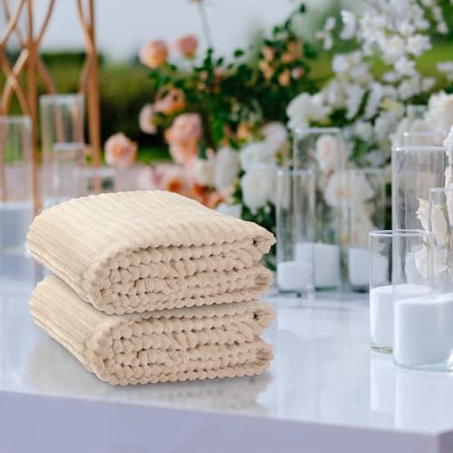 Buryeah 6 Pcs Flannel Throw Blanket Bulk 50 x 60 in Sleepover Blanket Outdoor Wedding Throw Lightweight, Oeko-tex Standard 100 Certified for Sofa Homeless Gifts (Beige) - color: Beige