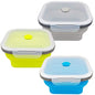 CARTINTS Large 1200ml Collapsible Bowls with Lids Silicone Camping Bowls, with Airtight Lids, Microwave and Freezer Safe, Set of 3 - color: blue+grey+green