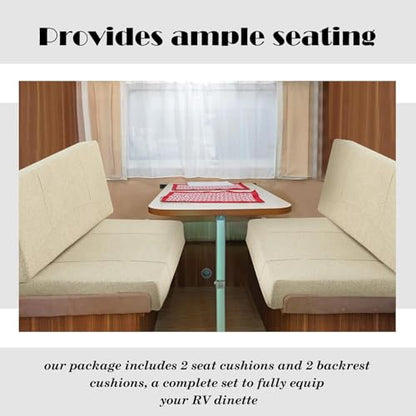 Nuanchu 2 Sets RV Dinette Seats Cushions Replacement with 42D Foam Includes 2 Booth Seats and 2 Backrests Replacement Camper Cushions for RV Dinette Trailer Bed, Oatmeal(40 Inch) - size: 40 Inch