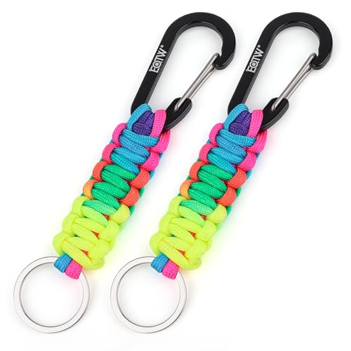 EOTW Paracord Keychain for Men Women Paracord Carabiner Backpack Keychain with Aluminum Clip for Camping Hiking Outdoor Gear - color: 2 Colourful