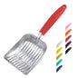 WePet Cat Litter Scoop, Aluminum Alloy Sifter, Kitty Metal Scooper, Deep Shovel, Long Handle, Poop Sifting, Kitten Pooper Lifter, Durable, Heavy Duty, for Litter Box - color: FLAT Aluminum \ #08 Red Handle, size: Small