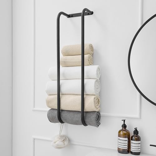 BWE Towel Racks for Bathroom Wall Mounted, Bathroom Towel Storage for Rolled Towels, Stainless Steel Vertical Towel Holder, Bathroom Organizer Black - color: Matte Black, size: 30 inch