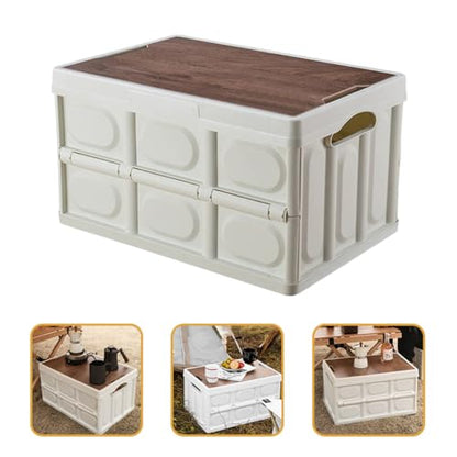 GARVALON Outdoor Folding Storage Box with Lid Medium White – Vehicle Organizer and Clothes Storage Container for Camping and Home Organization