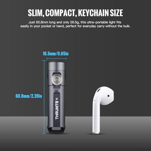 ThruNite Ti Keychain Flashlight, USB-C Rechargeable EDC Pocket Light, 650 Lumens with Magnetic Tailcap, 5 Modes, IPX-6 Waterproof Mini Flashlight for Camping, Everyday Carry (Grey) - color: Grey Cool White