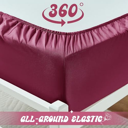 VACVELT Cot Fitted Sheet, 31 x 75 Inch Burgundy Cot Sheets, Ultra Soft and Breathable Microfiber Bed Cover Snug Fit for Narrow Twin/RV Bunk/Camper Bunk/Guest Beds/Trifold Mattress - color: Burgundy