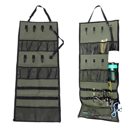 ciciglow Camping Hanging Organizer, Tent Organizer for Inside with Campsite Storage Straps & Mesh Pockets & Hanging Hooks for Camping, RV, Picnic, Green