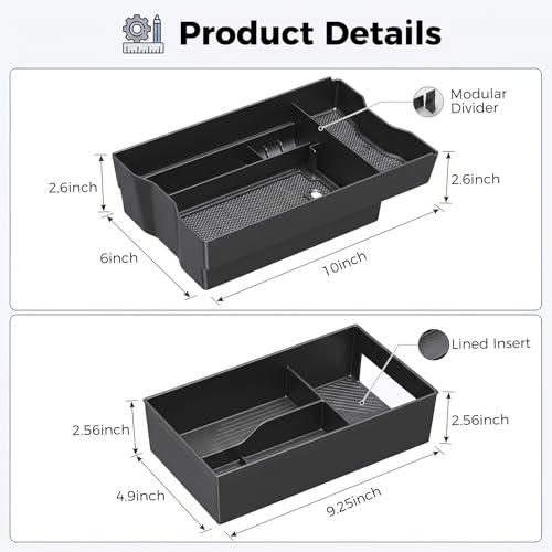 DIAMOOKY Center Console Organizer Compatible with Toyota RAV4 2026 Interior Accessories, Dual-Layer Armrest Storage Box with Lower Silicone Storage Divider Tray & Upper ABS Organizer Insert - 2pcs - size: 2026+ (2pcs)