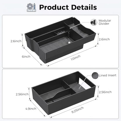 DIAMOOKY Center Console Organizer Compatible with Toyota RAV4 2026 Interior Accessories, Dual-Layer Armrest Storage Box with Lower Silicone Storage Divider Tray & Upper ABS Organizer Insert - 2pcs - size: 2026+ (2pcs)