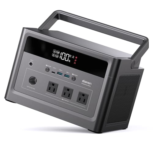 DaranEner 600W Portable Power Station (1200W Peak), 576Wh LiFePO4 Battery Solar Generator for Home Use, 3.3H Fast Charging, Emergency Backup for Camping, CPAP, Road Trip (Solar Panel Optional) - color: Deep Black