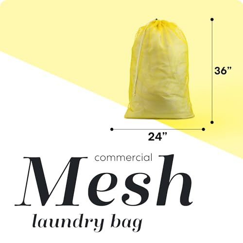 Handy Laundry Mesh Laundry Bags XL 24" x 36" – Heavy Duty, Durable Drawstring Bag for Delicates, College Dorm, Travel, Storage, Machine Washable, Foldable, 2-Pack (Yellow) - color: Yellow