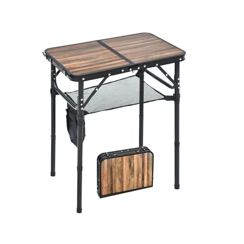 Mini Folding Camping Table - 2ft RV Space-Saving Table& Kids Toy/Learning Desk, Anti-Stain Desktop for Outdoor Glamping/Picnic/Patio & Indoor Decor (Retro Wooden-Grained) - color: Retro Wooden-grained