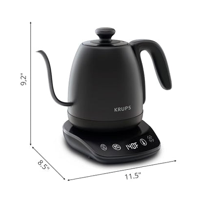 KRUPS Gooseneck Electric Kettle: 1L Stainless Steel, 1350W Fast Boiling, Boils 1 Cup in 80 Seconds, Temperature Control with 8 Presets, 60-Min Keep Warm, Precision Pour for Coffee and Tea - style: Gooseneck Kettle
