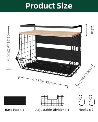 3-Tier Magnetic Shelf for Fridge with Divider & Bamboo Top, Fruit Basket Potato and Onion Storage Bins, Kitchen Large Container Magnetic Spice Rack for Refrigerator, Kitchen Counter, Fridge Organizer - size: 1 Pack