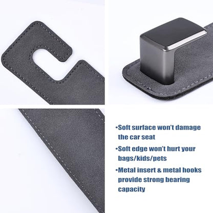 Amooca Car Seat Back Hook Universal Auto Storage Hanger Suede with Metal Car Seat Organizer for Handbag Purse Coat Umbrellas Grocery Bags 2 Pack Gray - color: Gray
