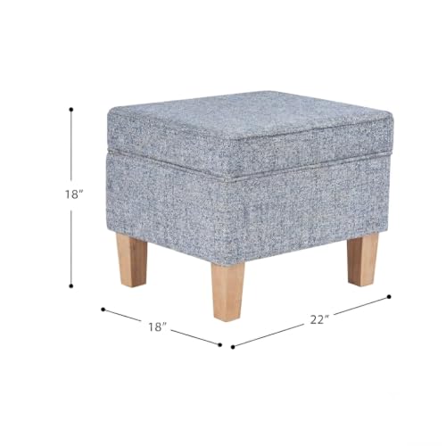 HomePop 22" Medium Tufted Storage Ottoman - Blue Gray Woven Fabric - color: Blue Gray Woven Fabric
