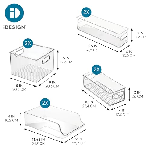 iDesign Fridge Storage Bin Set, Set of 8, Clear | Includes Bins with Handles, Water Bottle Holder - style: Combo Pack