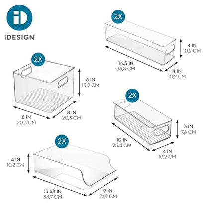 iDesign Fridge Storage Bin Set, Set of 8, Clear | Includes Bins with Handles, Water Bottle Holder - style: Combo Pack