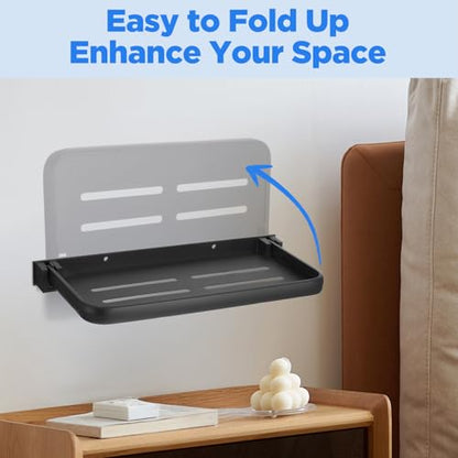 Lemecima 2 Pack Folding Wall Shelf for Bathroom, 90° Fold Up Floating Shelf, Wall Mounted Drop Down Metal Shelves for RV, Campers, Laundry Room, Toilet Room, Kitchen, Waterproof, Space Saving