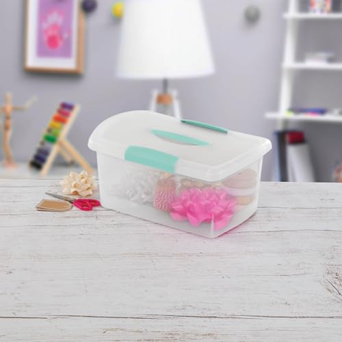 Sterilite Medium Nesting ShowOffs, Stackable Small Storage Bin with Latching Lid and Handle, Plastic Container to Organize Home, Clear, 24-Pack - size: Medium, style: 24 Pack