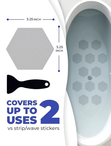 Clear Bloom Anti Slip Shower Stickers 24 PCS, Gray Non-Slip Shower Strips for Adults, Premium Adhesive Bath Tub Stickers - color: Gray, size: Hexagon