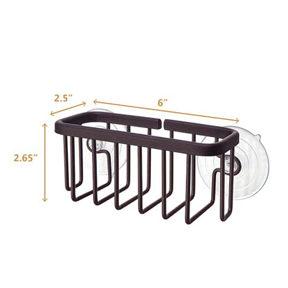SunnyPoint NeverRust Kitchen & Bathroom Sink Caddy for Sponges, Scrubbers, Soap, 6" x 2.5" x 2.65", with Adhesive Mount - Additional Suction Cup Included –Aluminum (Oil Bronze, NOT Black) - color: Oil Bronze