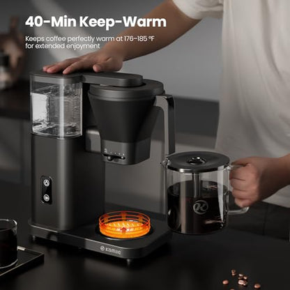 Kismile SCA-Certified 8 Cup Drip Coffee Maker, Pour Over Coffee Machine with 3s Instant Heat 197–205℉, Adjustable Flow Control, Removable Water Tank, Deep Cold Brew & 40 Min Keep Warm (Black) - color: Black