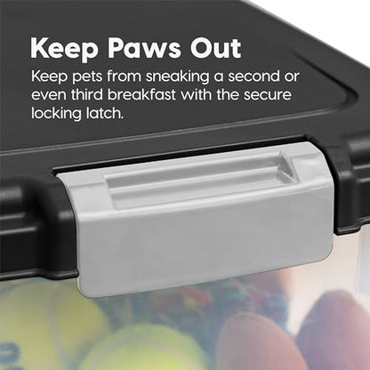 IRIS USA Dog Food Storage Container 30 lb + 11lb Airtight Combo, Stackable Pet Food Storage Bin with Wheels for Cat Dog Food, BPA Free, Made in USA, Black - color: Black