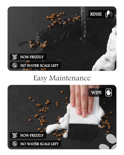 Pet Feeding Mat-Absorbent Dog Mat for Food and Water Bowl-No Stains Quick Dry Water Dispenser Mat-Dog Accessories Pet Supplies-Bowl for Messy Drinkers（Black,23"x34"