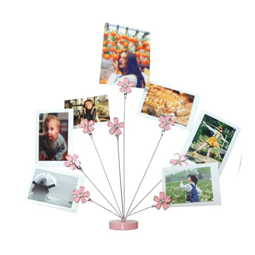 8-Branch Family Tree Picture Frame Holder, Card Photo Clips Holder Desk Stand for Memo Paper Note Photo Christmas Wedding Card Display (Cherry Blossoms) - style: Blossoms