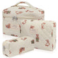 Gosect 3pc Makeup Bag Set, Quilted Makeup Bag Set, Large Floral Cosmetic Bag for Women, Cute Cotton Makeup Bags, Flower Travel Toiletry Organizer Bag (White Bear) - color: White Bear