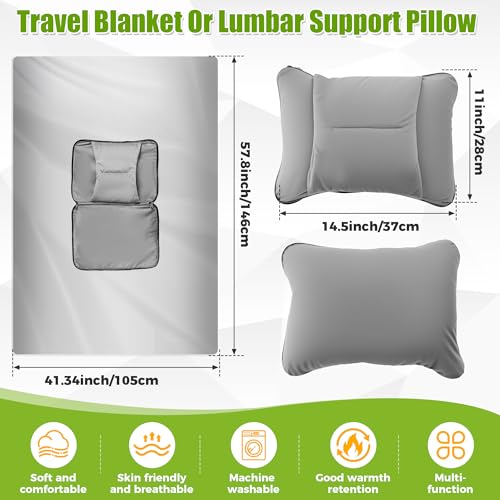 Loyala 3-in-1Travel Blanket and Lumbar Support Pillow, Foldable Compact Airplane Travel Blanket Functioned as Lumbar Support Pillow, Multi-Purpose for Office Car and Travel Comfort and Warmth (Gray)