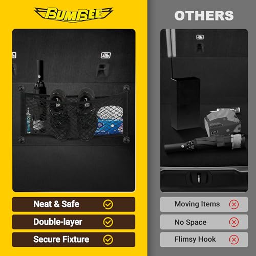 BUMBEE 2 Pcs Universal Elastic Mesh Netting Mesh Cargo Net, Envelope Netting, Elastic Pocket Pouch Bungee Organizer for Car Seat Back RV Wall Trunk, Hooks & Screws Included (23.6'' x 9.8'') - size: 23.6'' x 9.8''