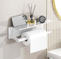 White Paper Towel Holder Wall Mount with Shelf for Bathroom, Matte White Adhesive Hand Towel Holder for Bathroom Kitchen RV - color: White General