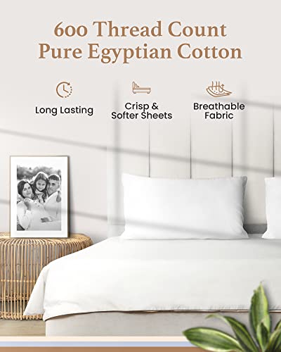 Good Sleep Bedding 600TC Luxurious White RV King Sheets, 72x80, 100% Egyptian Cotton, 4-Piece Set, Ultra Soft, 16" Deep Pocket - color: White, size: RV King (72 x 80)