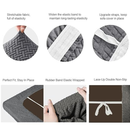 RV Couch Covers for Sofa Bed - 2-Piece Stretchable Backrest & Seat Covers for Jackknife Sleeper Sofas (Grey) - color: Grey