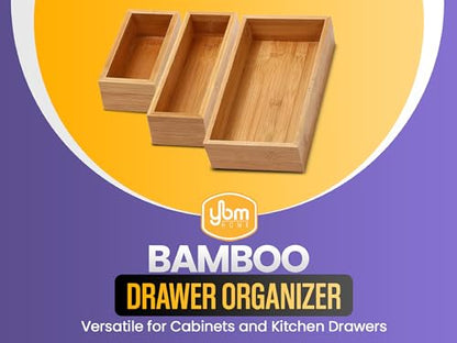 YBM HOME & Kitchen Bamboo Drawer Organizer Box 14" Lx10 Wx2 H #319 - size: 10x14x2 inch ( Pack of 1 )