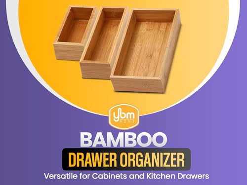 YBM HOME Bamboo Drawer Organizer Storage Box for Kitchen Drawer, Junk Drawer, Office, Bedroom, Children Room, Craft, Sewing, and Bathroom, 2 Pack 10x14x2 inch - size: 10x14x2 inch ( Pack of 2 )