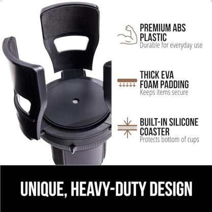 GORILLA GRIP Patent Pending Adjustable Car Cup Holder Expander, 2 PK, Keeps Water Bottle Secure, Expands to Fit 18 to 48 oz Bottles, Yeti, Owala, Stanley with Handle, Coffee Mug Insert for Cars, Black - color: Black