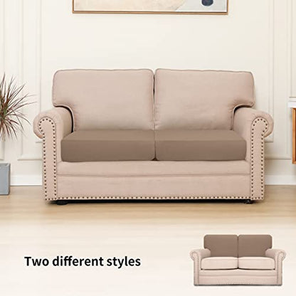 Easy-Going Stretch Individual Loveseat Couch Cushion Cover Sofa Cushion Furniture Protector Sofa slipcover Soft Flexibility with Elastic Bottom (2-piece Loveseat Cushion Cover, Camel) - color: Camel, size: 2-piece
