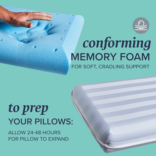 Beckham Hotel Collection Queen Size Firm Memory Foam Pillows (Set of 2) - Solid Block Design for Maximum Neck & Spine Support - size: Queen (Firm Foam)