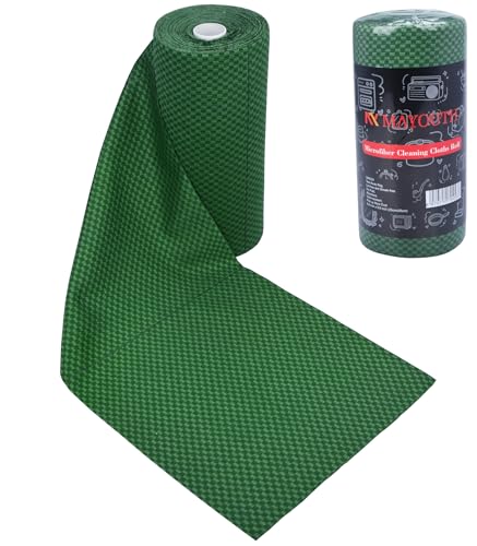 Microfiber Cleaning Cloths Roll 50-Pack Reusable Paper Towels for Car Wash Supplies Ultra Absorbent Kitchen Dish Rags House Window Cleaning Cloths Lint Free Tear away (Emerald-Green checkered pattern) - color: Emerald-green Checkered Pattern