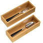 VeyFey Silverware Tray for Drawer, Stackable Kitchen Bamboo Drawer Organizer 9" x 3" x 2" Set of 2 - size: 9" x 3" x 2"