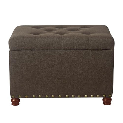 Joveco Storage Ottoman Linen Tufted Bench, Rectangular Footrest Footstool Coffee Table Seat for Living Room Bedroom, Coffee - color: Linen, Coffee